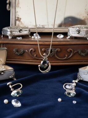 925 Sterling Silver Necklace with Hematite stone set​